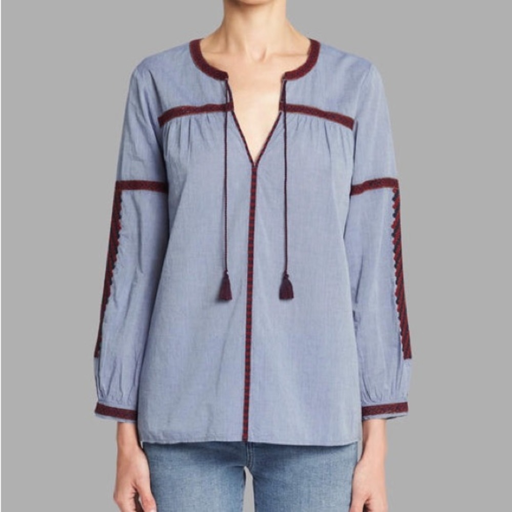 Joie Marlen Chambray Embroidered Blouse
